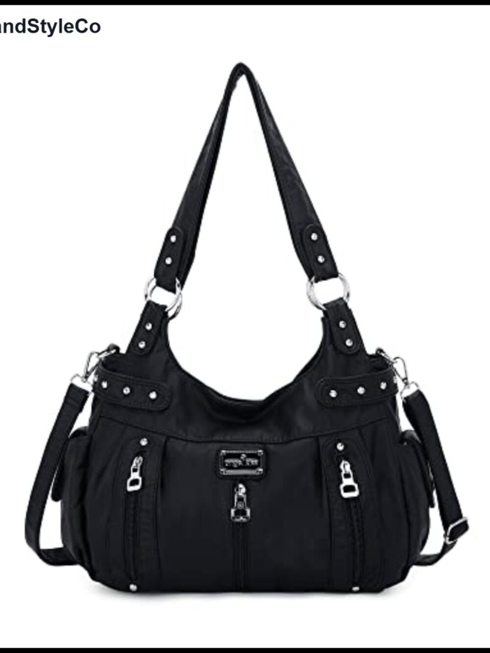 Washed Faux Leather Crossbody Hobo Satchel Shoulder Bag Tote Purse
